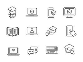 Set of online education icons with linear style isolated on white background vector