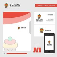 tarjeta de visita de la cubierta del archivo del logotipo de la empresa de helados y diseño de la aplicación móvil ilustración vectorial vector