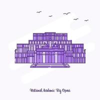 NATIONAL ACADEMIC BIG OPERA Landmark Purple Dotted Line skyline vector illustration