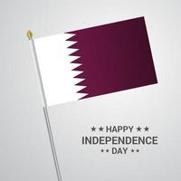 diseño tipográfico del día de la independencia de qatar con vector de bandera