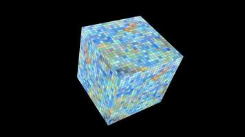 cube et mille petites couleurs pastel colorées rectangulaires fond de texture de ton froid video