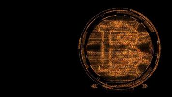 animação de criptomoeda bitcoin ponto de luz abstrato em fundo preto video