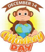 Monkey day text for banner or poster design vector