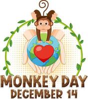 Monkey day text banner design vector