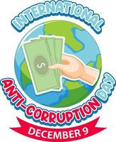 International anti corruption day December icon banner vector