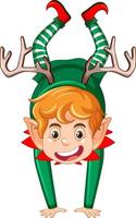 Christmas elf dancing cartoon character vector