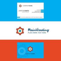 Beautiful Setting gear Logo and business card vertical Design Vector