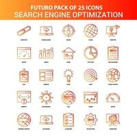 Orange Futuro 25 Search Engine Optimization Icon Set vector