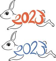 New Year 2023 rabbit sign icon vector