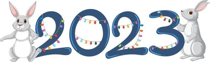 New Year 2023 rabbit sign icon vector