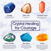 Healing crystals for courage collection vector