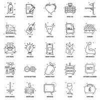 25 conjunto de iconos de línea de mezcla de concepto de negocio vector