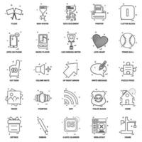 25 conjunto de iconos de línea de mezcla de concepto de negocio vector