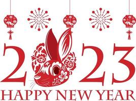 Happy New Year 2023 Year of the Rabbit vector