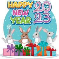 Happy New Year Banner Design with Cute Rabbit vector