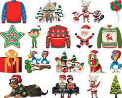 Christmas characters and elements set vector