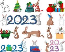 Set of 2023 new year element icon vector