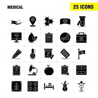 Medical Solid Glyph Icons Set For Infographics Mobile UXUI Kit And Print Design Include Water Melon Melon Fruit Food Bones Broken Bones Collection Modern Infographic Logo and Pictogram V vector