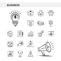 Business hand drawn Icon set style isolated on white background Vector