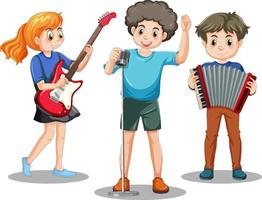 Kids music band cartoon character vector