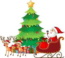Santa Claus on sleigh with reindeer vector