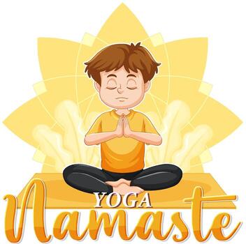 hombre haciendo yoga con texto vector