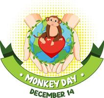 Monkey day text for banner or poster design vector