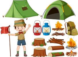 Set of camping objects vector