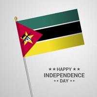 diseño tipográfico del día de la independencia de mozambique con vector de bandera