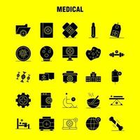 iconos de glifos sólidos médicos establecidos para infografías kit uxui móvil y diseño de impresión incluyen prueba de adn laboratorio médico edificio médico hospital más vector eps 10