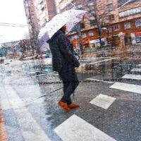 Bilbao, Vizcaya, Spain, 2022 - people with an umbrella in rainy days in Bilbao city photo