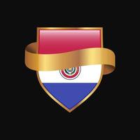 Paraguay flag Golden badge design vector