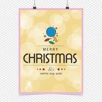 Merry Christmas card with creative design and light background vector