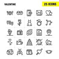 los iconos de línea de san valentín establecidos para infografías kit uxui móvil y diseño de impresión incluyen cd disco amor san valentín mano romántica amor san valentín conjunto de iconos vector