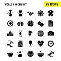 World Cancer Day Solid Glyph Icons Set For Infographics Mobile UXUI Kit And Print Design Include Hands Ribbon Love Romantic Report Love Romantic Valentine Icon Set Vector