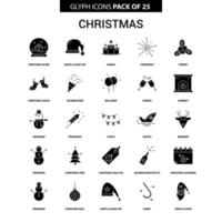 conjunto de iconos de vector de glifo de navidad