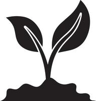 icono de vector de planta. icono de brote. deja un icono de crecimiento ecológico. icono de cultivo de plantas. plantas negras que crecen iconos vectoriales diseñados. icono de vector plano de brote