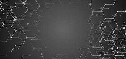 Abstract lines and dots connect background. Abstract cube hexagon shape background. Technology connection digital data and big data concept vector