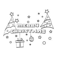 Hand Drawn outline Christmas Illustration. vector