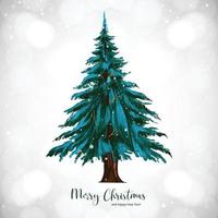 Merry christmas and happy new year greeting card tree on white background vector