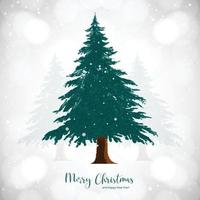 Merry christmas and happy new year greeting card tree on white background vector