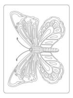 mariposa para colorear página para niños arte lineal vector