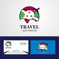 logotipo de la bandera de burundi de viaje y diseño de tarjeta de visita vector