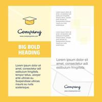 Convocation cap Company Brochure Title Page Design Company profile annual report presentations leaflet Vector Background