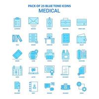 Medical Blue Tone Icon Pack 25 Icon Sets vector