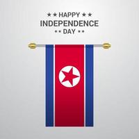 Korea North Independence day hanging flag background vector