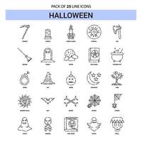 conjunto de iconos de línea de halloween 25 estilo de contorno discontinuo vector