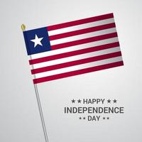 diseño tipográfico del día de la independencia de liberia con vector de bandera