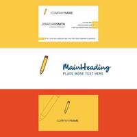 hermoso logotipo de lápiz y vector de diseño vertical de tarjeta de visita