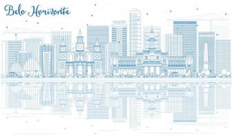 Outline Belo Horizonte Skyline with Blue Buildings. vector